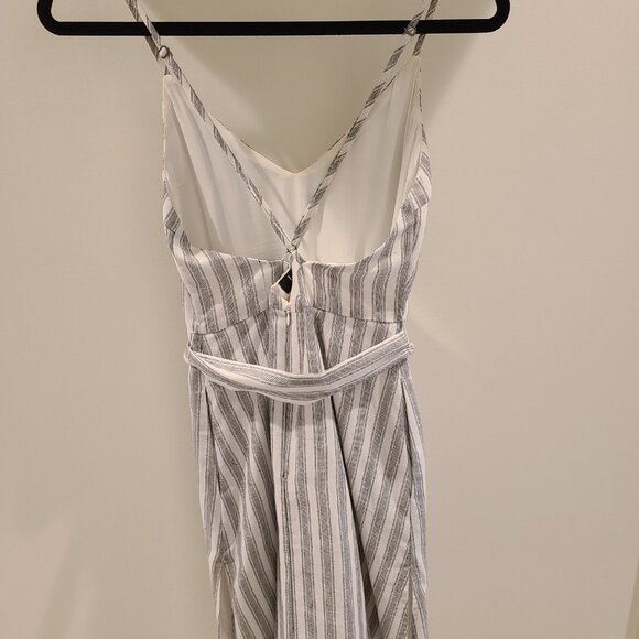 Lulus Nelson Black and White Striped Midi Dress - Picture 4 of 5